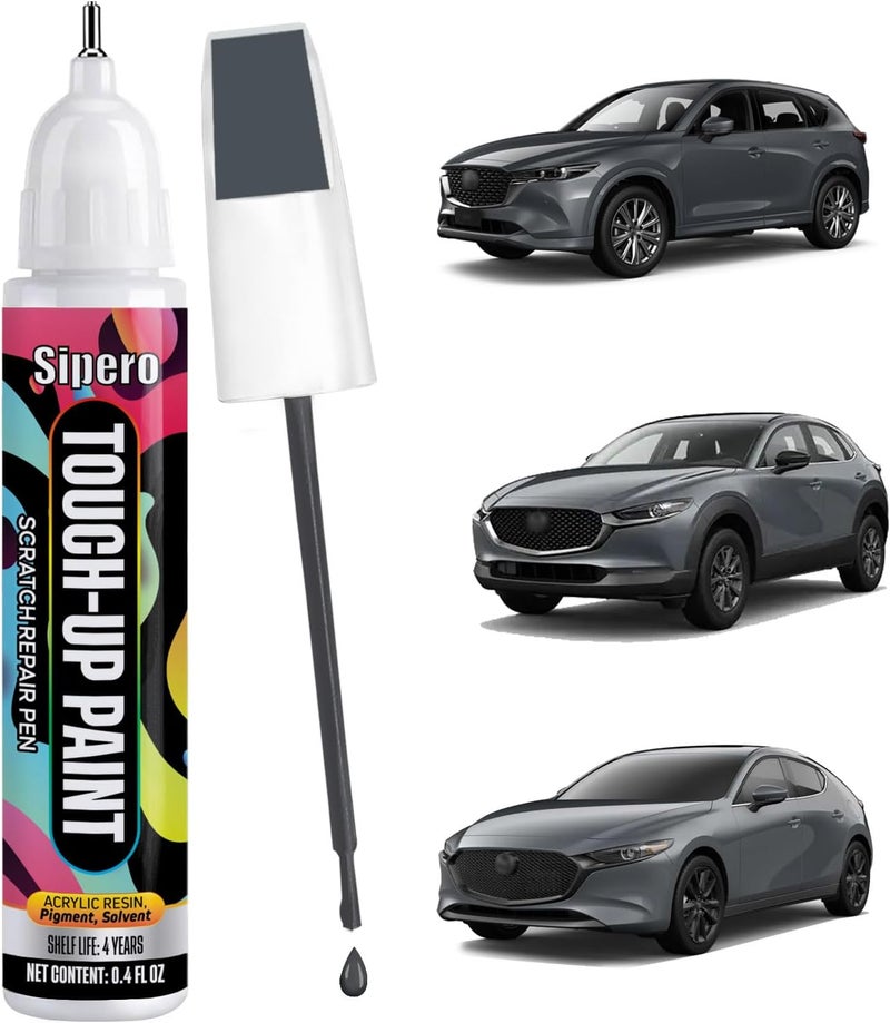 sipero for Mazda Touch Up Paint - Polymetal Gray Metallic 47C - Exact Color Match Scratch Repair Kit for Mazda 3, 6, CX-5, CX-9, CX-30, CX-90 - Image 1